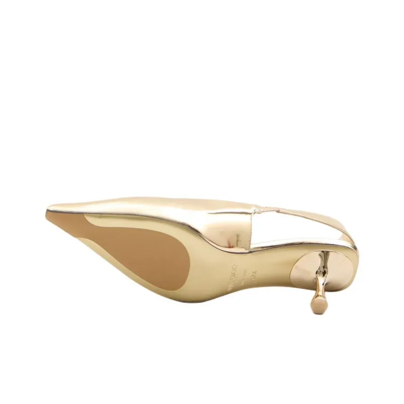 Jimmy Choo Amel 50 Irregular Heel High Heels 5cm Women's Gold-5