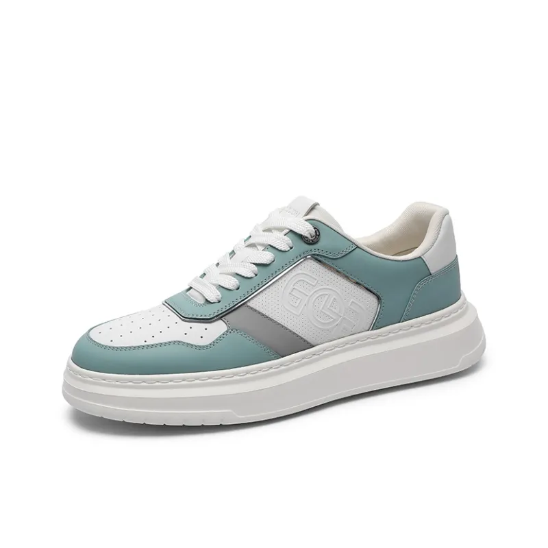GOLDLION Low Top Skateboard Shoes Men's White Blue-1
