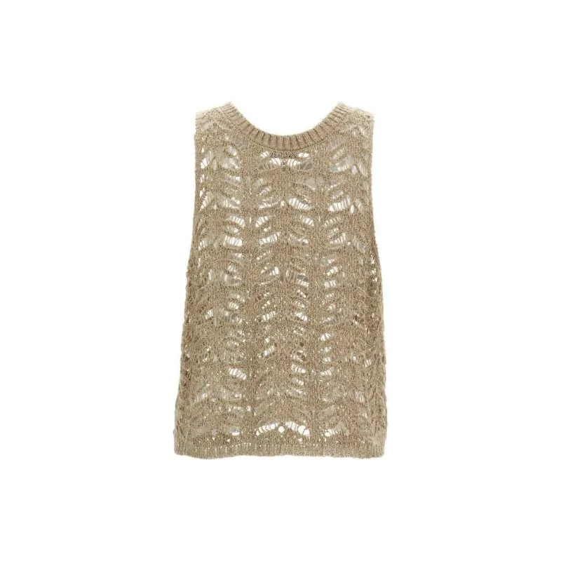 Brunello Cucinelli Openwork Knitted Sleeveless Top-1