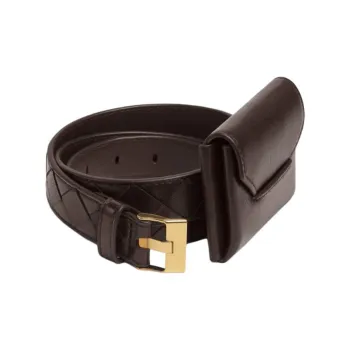Bottega Veneta Calfskin Leather Belts Women's Brown Width 2.5cm