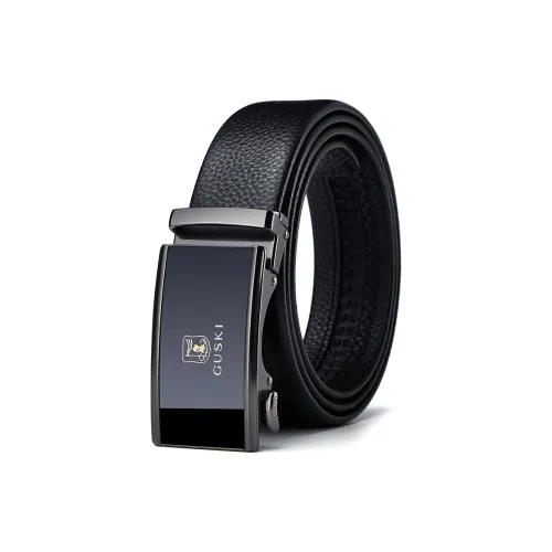 GUSKI Top Grain Cow Leather Automatic Buckle Belt Spot Belt Men's Multicolor Width 3.5cm Gift Box Set