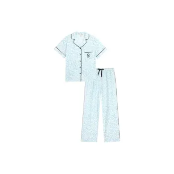 Victoria's Secret Pajama Set Women's Blue Leopard Print