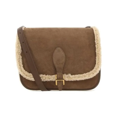SAINT LAURENT Leather Suede Bonded Crossbody Bag Shoulder Bag Women's Brown