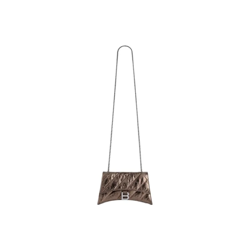 Balenciaga Calfskin Hourglass Bag, Shoulder Bag Mini Women's Bronze-1