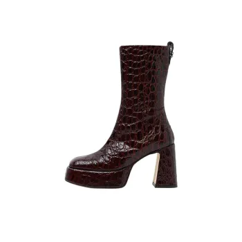 MIISTA Apple Ankle Boots 9cm Women's Red Brown