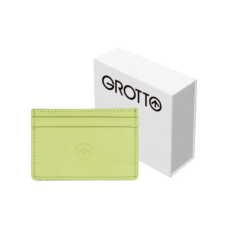 GROTTO Cow Leather Wallet, Card Holder Regular Unisex Black/Green/Blue-0