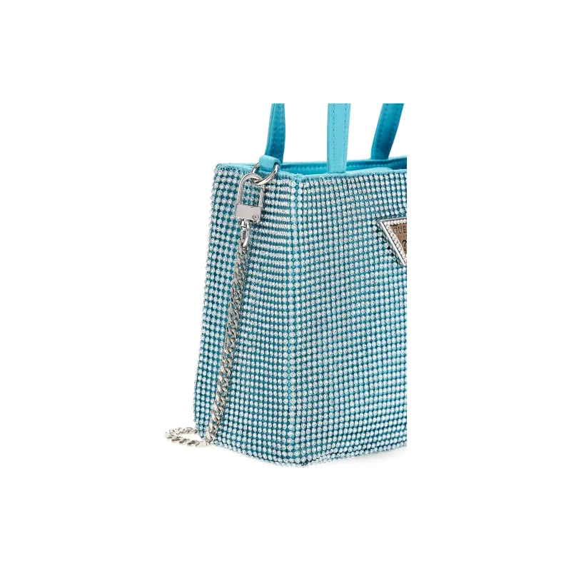 GUESS Faux Leather Tote Bag Shopping Bag Shoulder Bag Crossbody Bag Handbag Women's Blue-3