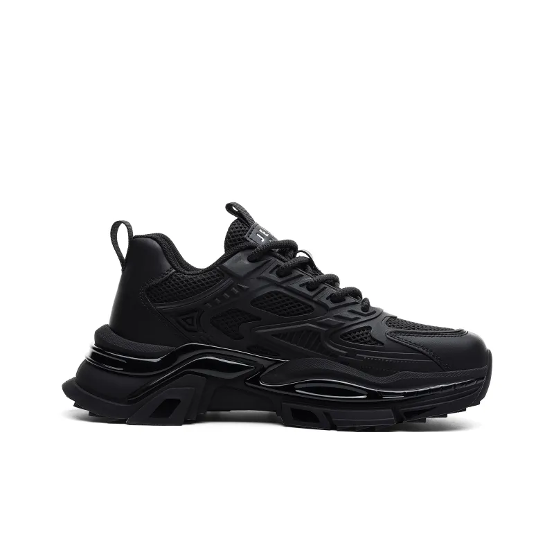JEEP SPIRIT Black Myth Slip Resistant, Abrasion Resistant, Breathable, Height Increasing Low Top Chunky Sneakers Men's-1