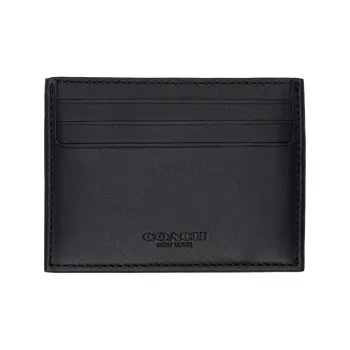 COACH Card Case Cow Leather With Fabric Document Bag, Card Holder Mini Women's Black