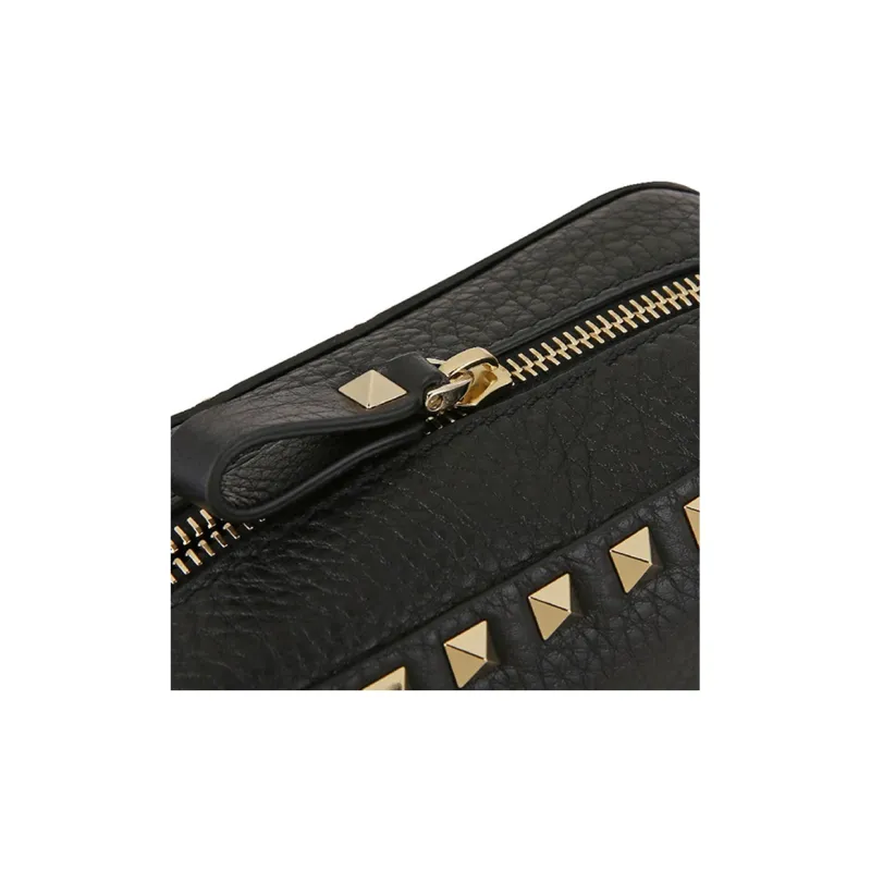 Valentino Cow Leather Camera Bag, Small Square Bag, Crossbody Bag, Shoulder Bag Women's Black-4