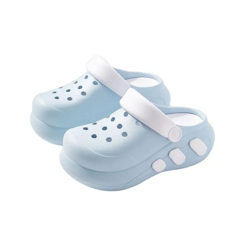JINGEYU Minimalist Style Fashion Two Tone Platform Height Increasing Clogs Closed Toe Home Slippers-5