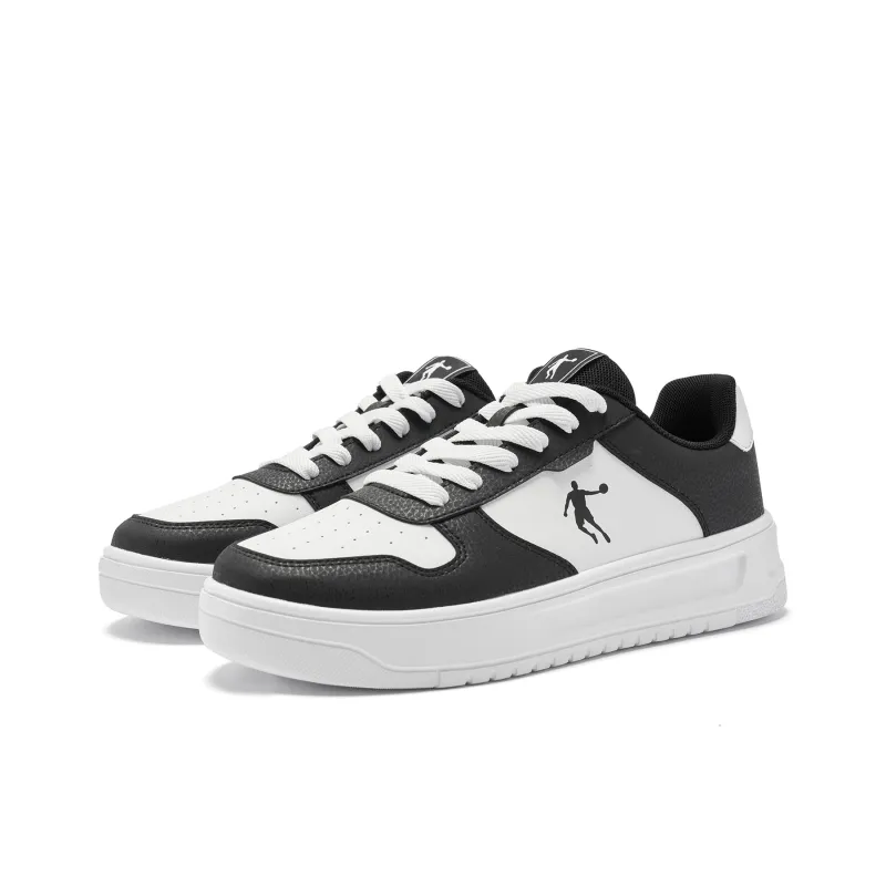 QIAODAN Anti-Slip And Wear-Resistant Breathable Low-Top Skateboard Shoes Men's White Black-3