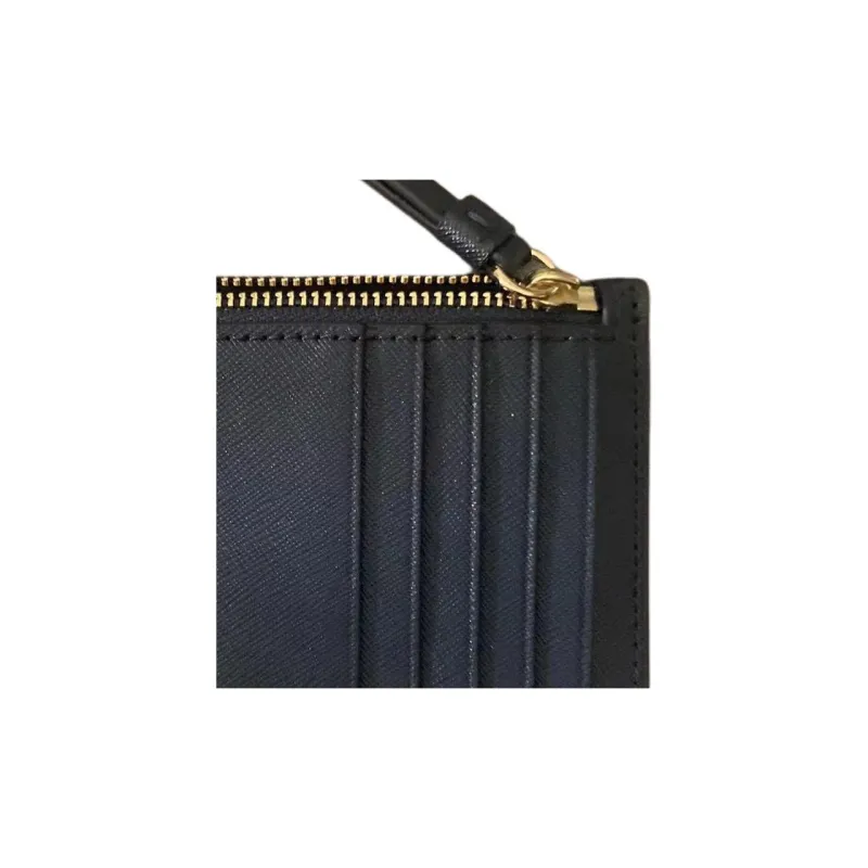 TORY BURCH Robinson Cross Grain Cow Leather Card Holder Women's Black-2