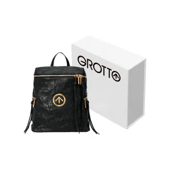 GROTTO Sheepskin Backpack Handbag Trumpets Unisex Black