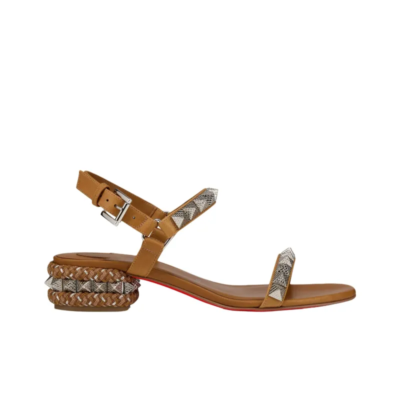 CL LUBOTING Pyrasand One Strap Sandals 3cm Women's Brown-1