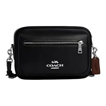 COACH Elias Cow Leather Shoulder Bag, Crossbody Bag Medium Size Men's Black