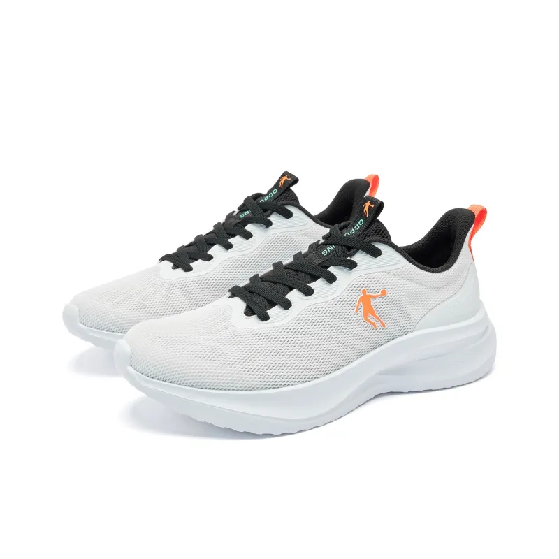 QIAODAN Cushioned Slip-Resistant Abrasion-Resistant Low-Top Casual Running Shoes Men's White Black-3