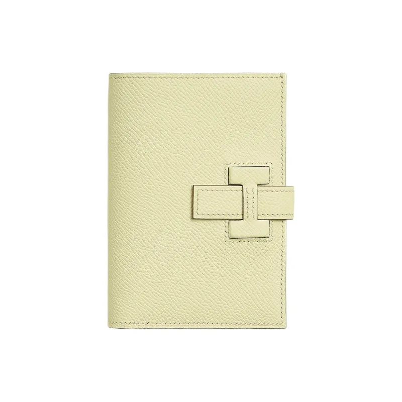 HERMES New H Passant Epsom Calfskin Wallet Women's Milton Yellow-0