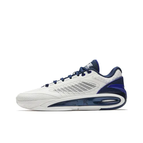 Anta KT10 Cushioned Slip Resistant Abrasion Resistant Low Top Carbon Plate Basketball Shoes Men's White Blue
