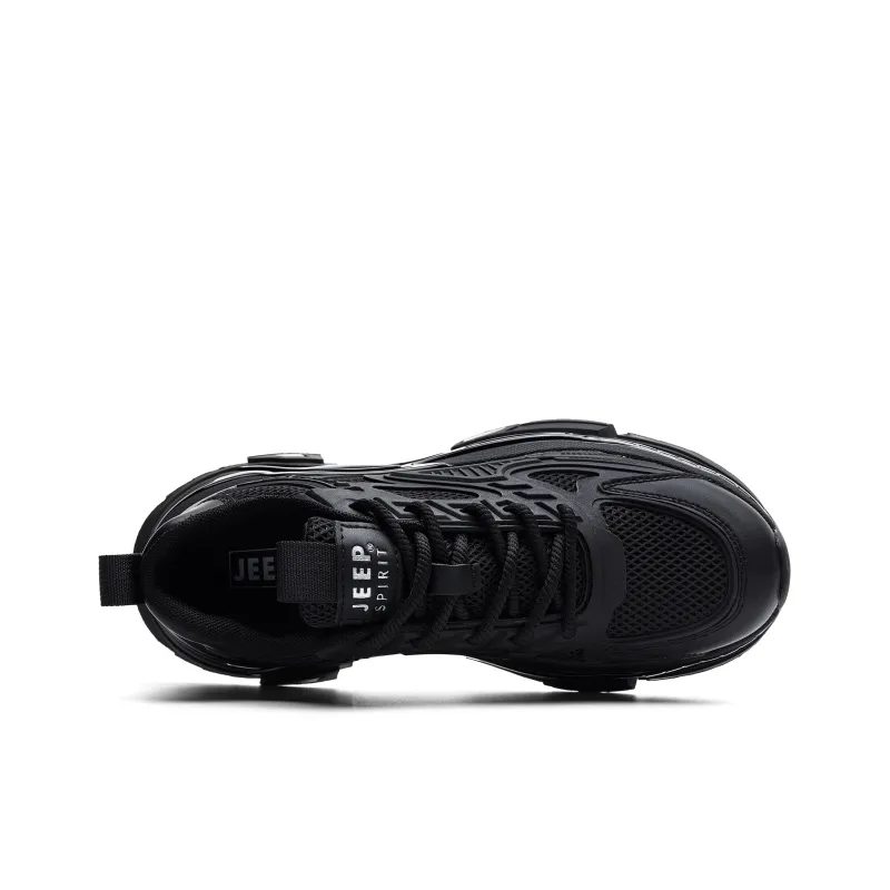 JEEP SPIRIT Black Myth Slip Resistant, Abrasion Resistant, Breathable, Height Increasing Low Top Chunky Sneakers Men's-2