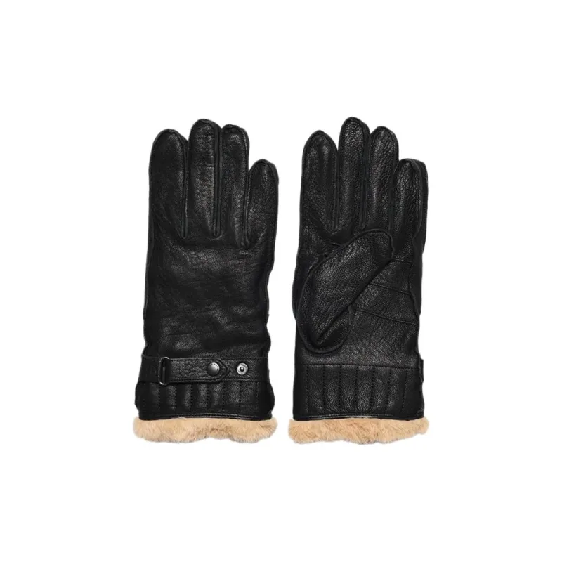 BARBOUR Leather Gloves Men's Black-3