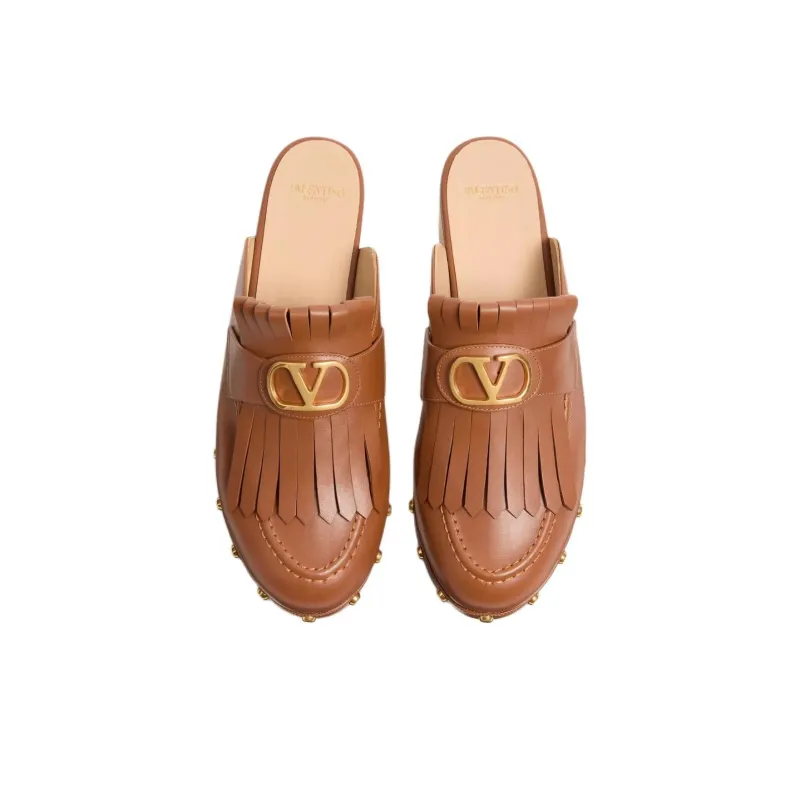 Valentino VLogo Signature Wrap toe Slippers Women's Brown-4