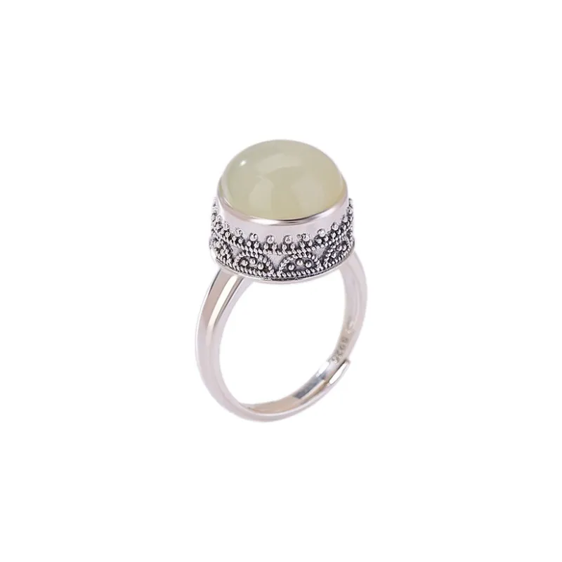 Royal Heaven's Choice Rings Pale Greenish White Jade Unisex-0