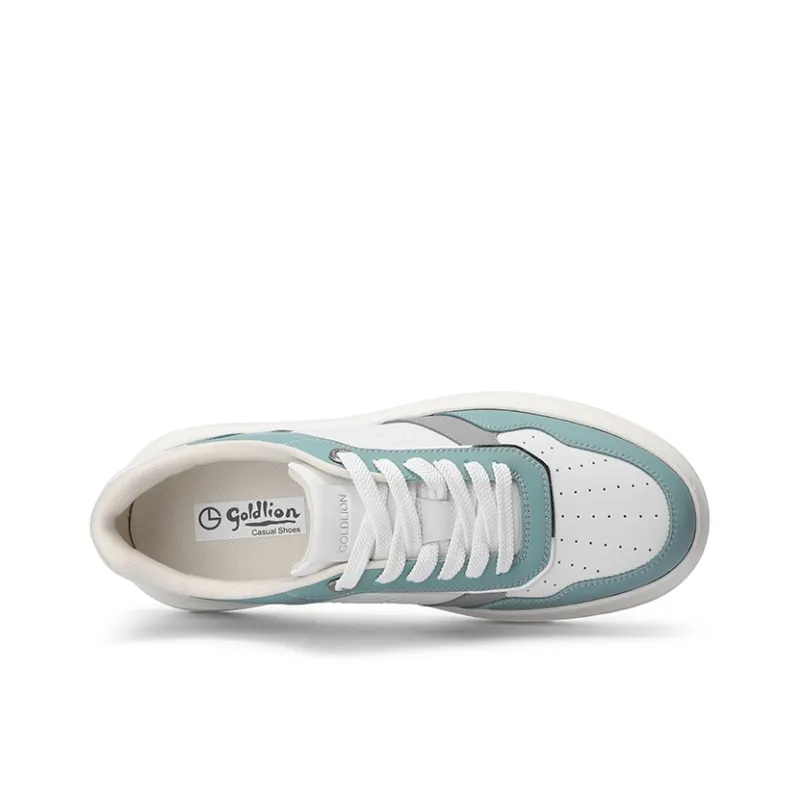 GOLDLION Low Top Skateboard Shoes Men's White Blue-2