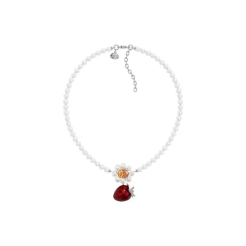 MARSEVEN Copper Plated 18K White Gold Cubic Zirconia Necklaces Unisex