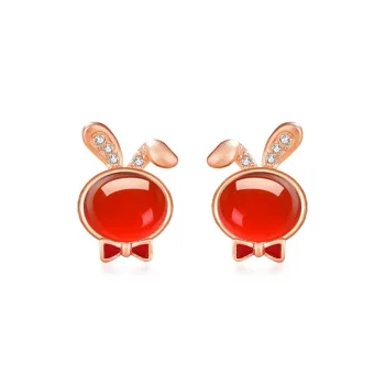 CENTURY&KINDLE Agate Stud Earrings Women's
