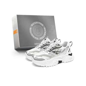 HACKBUTEER Cushioning Anti Slip Wear Resistant Breathable Lightweight Height Increasing Low Top Chunky Sneakers Men's