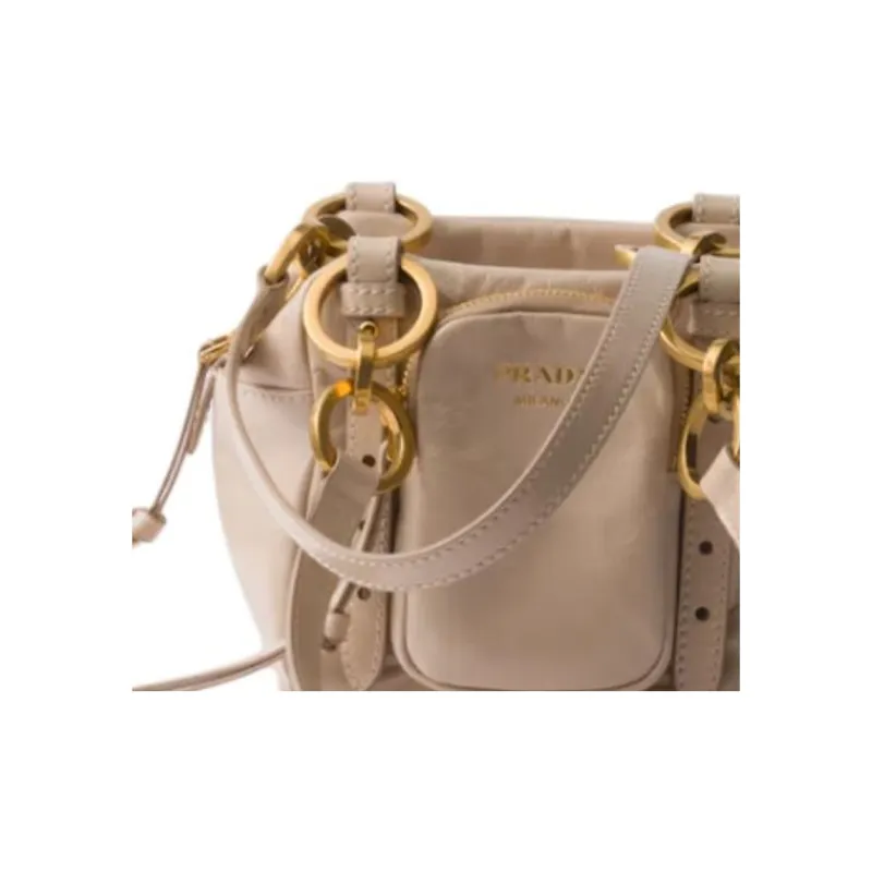 PRADA Calfskin Shoulder Bag Mini Women's Pink-5