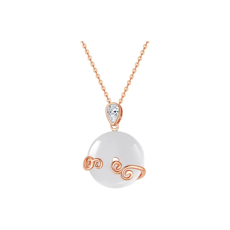 Bubble Scallops Chalcedony Necklaces Women's-0