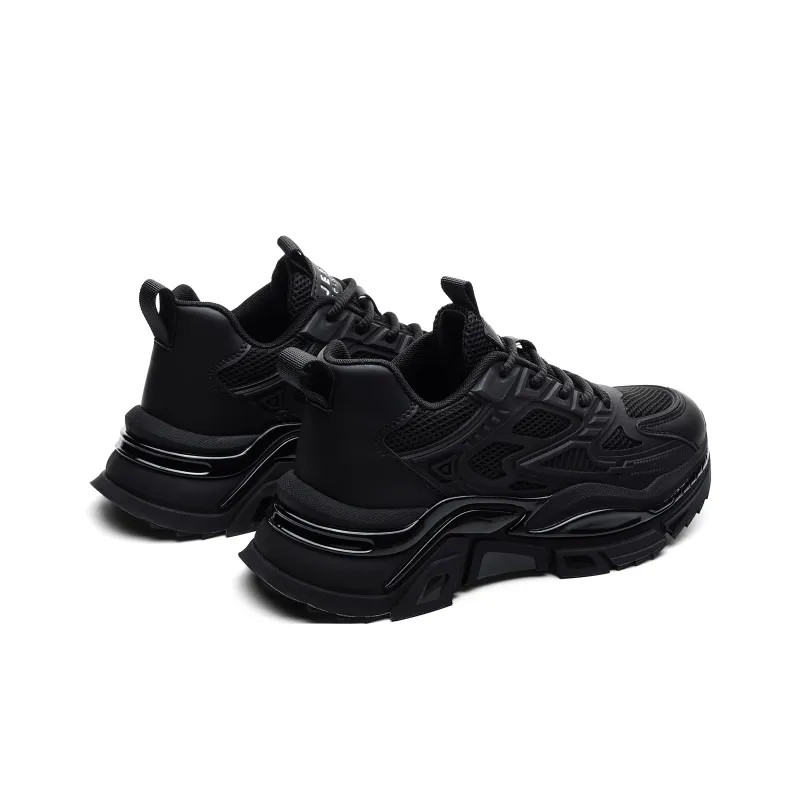 JEEP SPIRIT Black Myth Slip Resistant, Abrasion Resistant, Breathable, Height Increasing Low Top Chunky Sneakers Men's-4