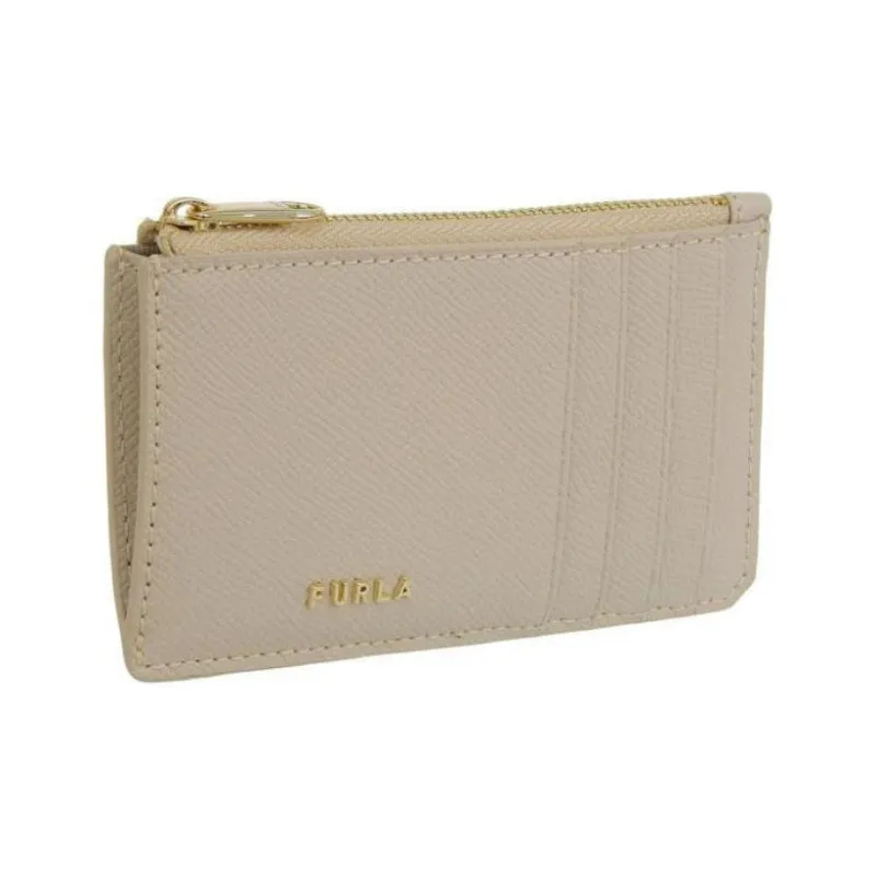 Furla Leather Card Holder Medium Size Women's Light Gray-1