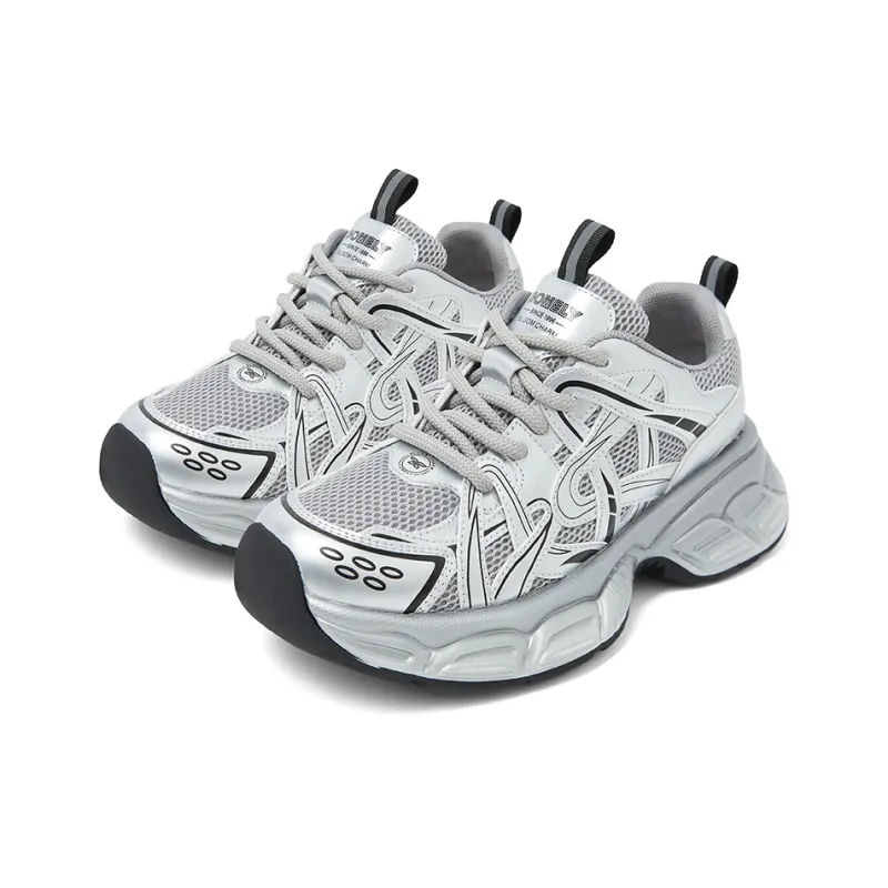 COMELY Chunky Sneakers Women's Low Top Silver/Gold-2