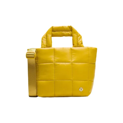 Lululemon Quilted Nylon Tote Bag Shopping Bag Shoulder Bag Crossbody Bag Handbag Mini Women's Gold Plated Yellow