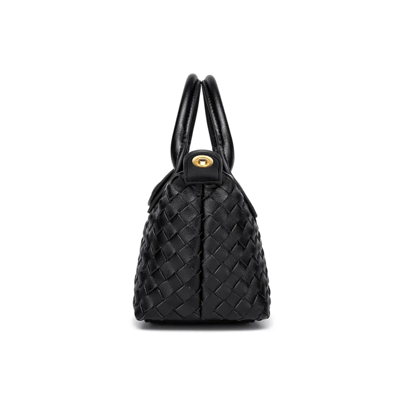 FAIRWHALE Cow Leather Shoulder Bag Crossbody Bag Handbag Medium Size Women's Black/Ecru/Brown/Coffee-2