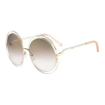 Chloe Plastic Metal Oval Sunglasses Women's Gold