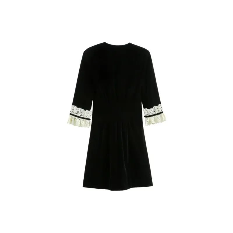 DEAR DEER PUFF Short-Sleeved Dresses Women's Black-6