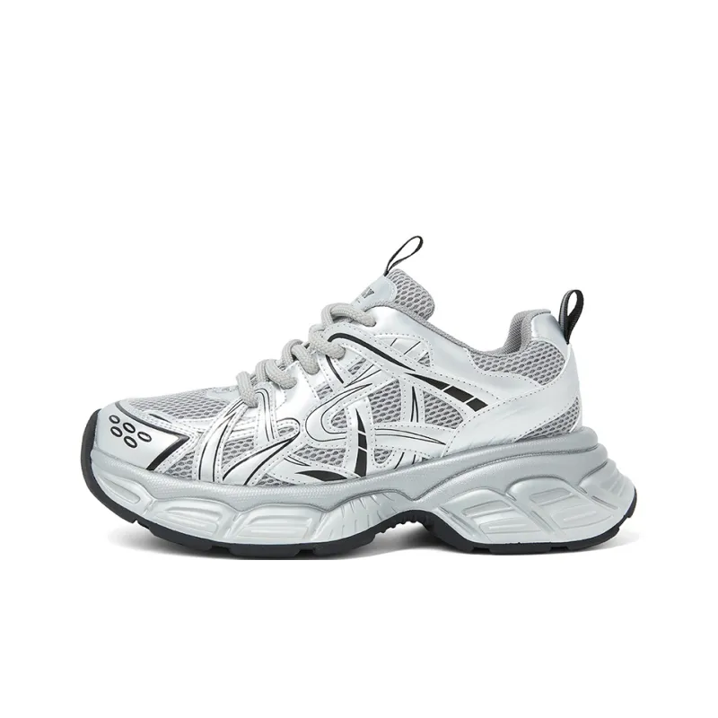 COMELY Chunky Sneakers Women's Low Top Silver/Gold-0