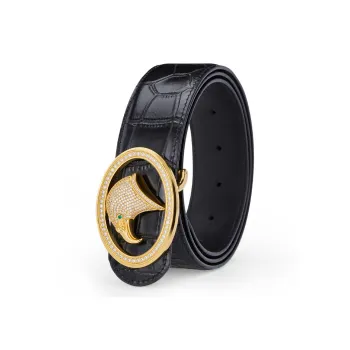 Jeccieziio Cow Leather Leather Belts Men's Gold Silver Width  3.8CM