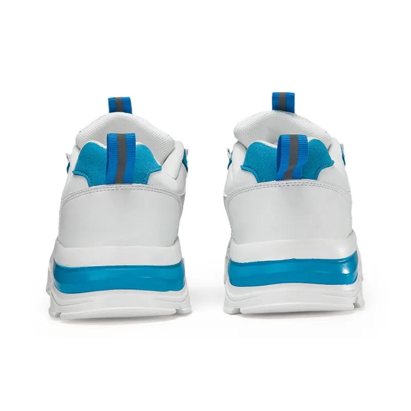 Binary Breathable Lightweight Height Increasing Low Top Chunky Sneakers Women's Beige Blue-5