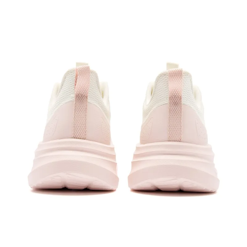 QIAODAN Cushioned Slip-Resistant Abrasion-Resistant Low-Top Casual Running Shoes Women's White Pink-5