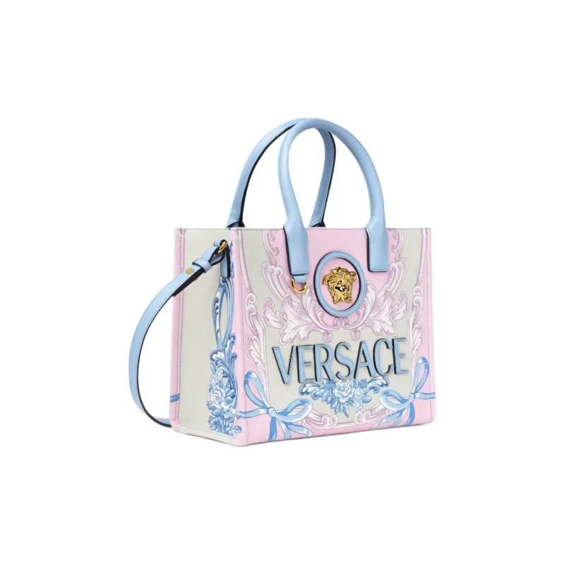 FANSIZHE La Medusa Cotton Tote Bag, Shopping Bag, Shoulder Bag, Handbag Trumpets Women's Light Blue & Multicolor-1