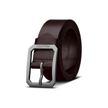 WilliamPOLO Split Cow Leather Leather Belts Men's Silver 3.8cm