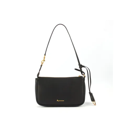 AQUASCUTUM Top Grain Cow Leather Underarm Pochette, Shoulder Bag Women's Black
