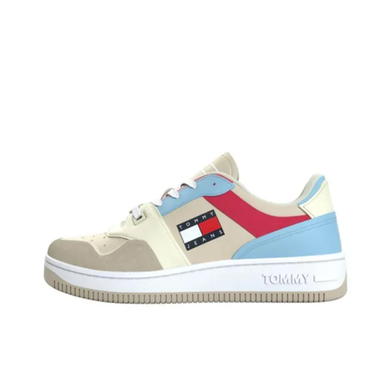 Tommy Hilfiger Meg Low Ace Stony Slip-Resistant Low-Top Skateboard Shoes Women's Beige Blue Red-0