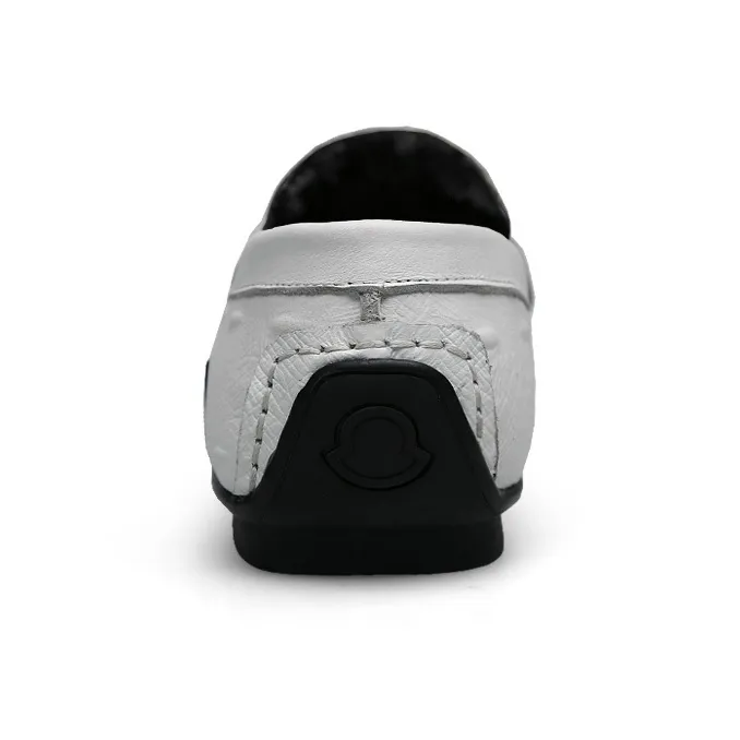 CKVUSAMG Gommino Loafers Unisex White With Fleece/Black With Fleece-3