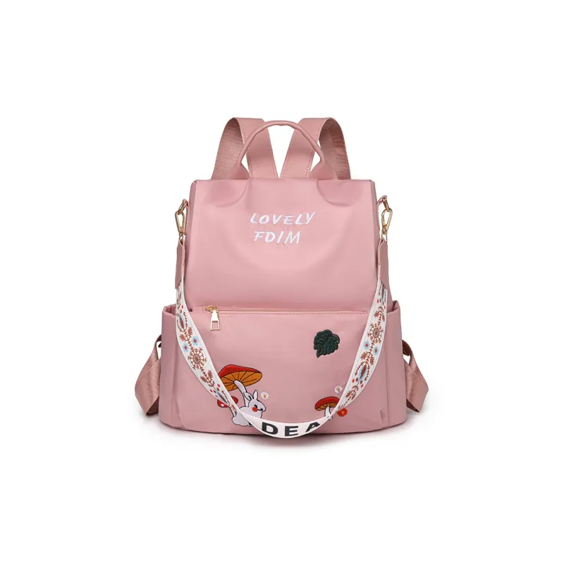 BGAY Nylon Backpack Regular Women's Ecru/Black/Pink-9